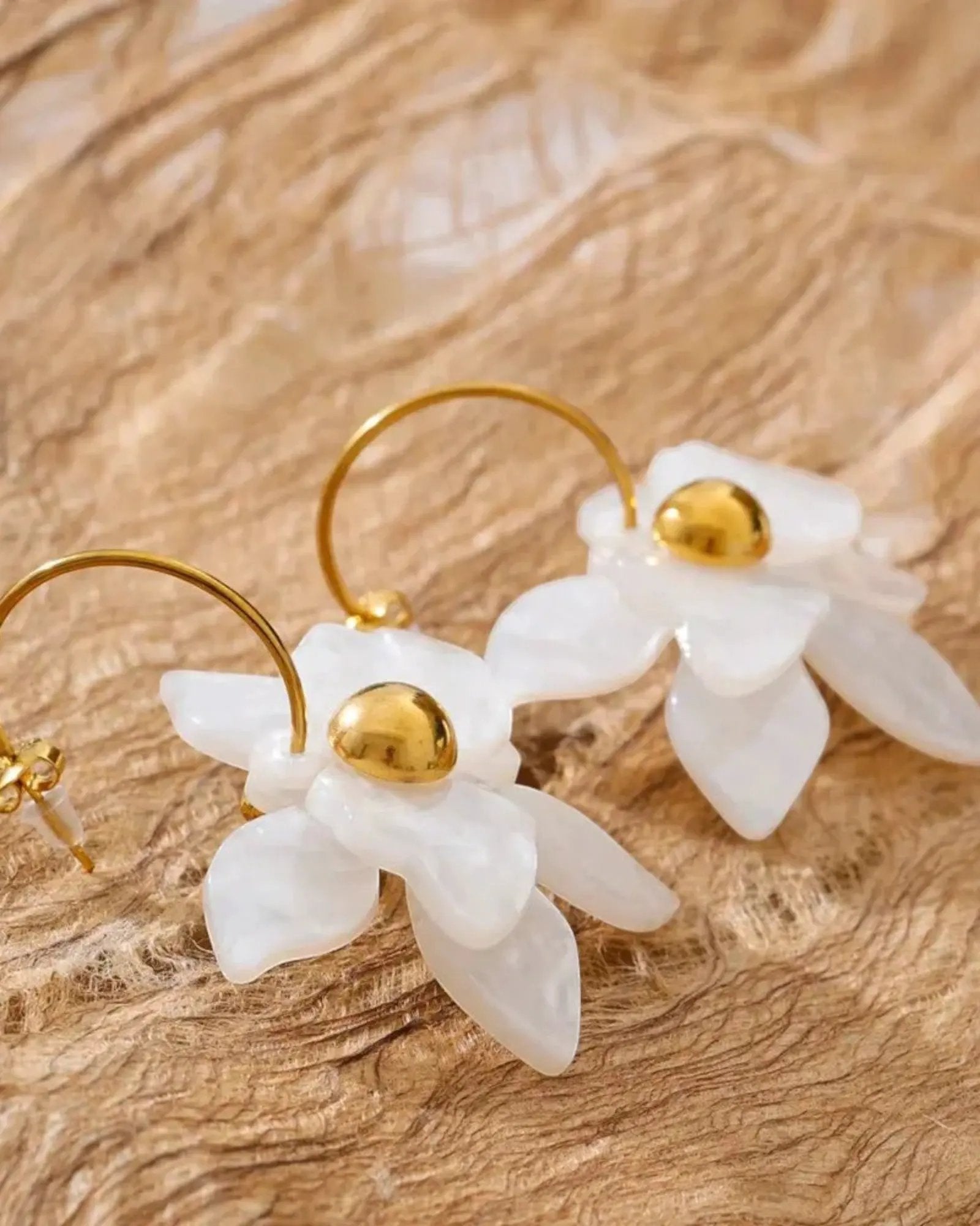 Multicolor Acrylic Flower Petal Drop 18k PVD Plated Stainless Steel Earrings Hooks by Poised Me Jewelry Studio
