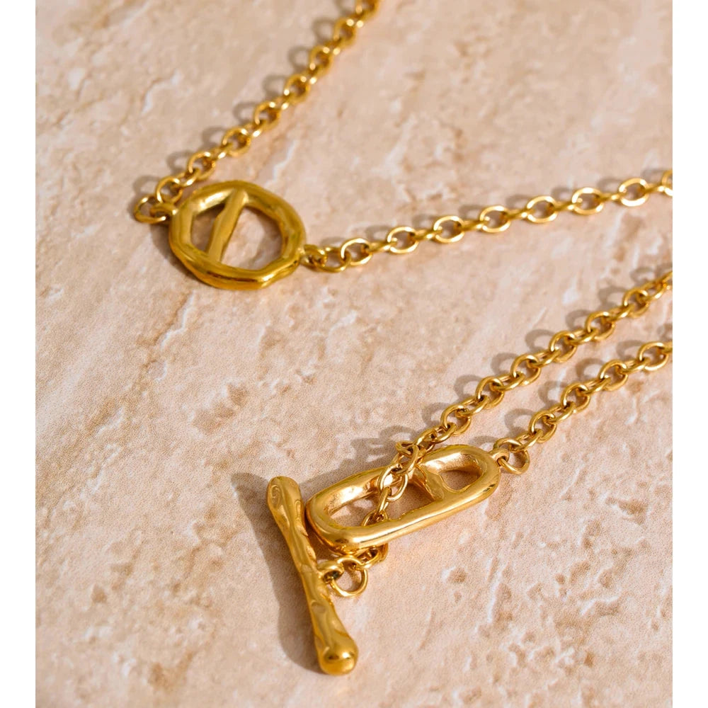 82cm 316L Stainless Steel Chain Necklace With Toggle Clasp Jewelry by PoisedMe