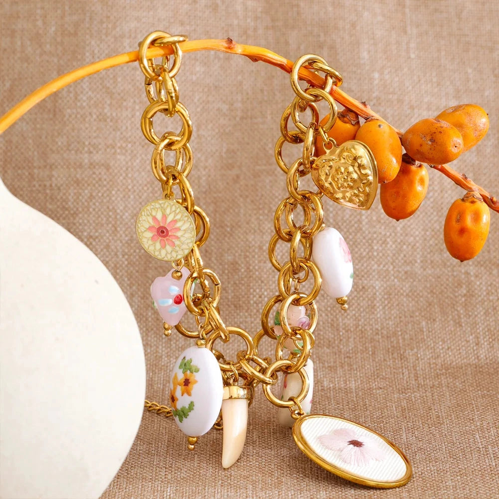 Spring Summer Style Stainless Steel Collar Necklace Women Charms Flower Accessories Statement Jewelry Waterproof Gift by PoisedMe