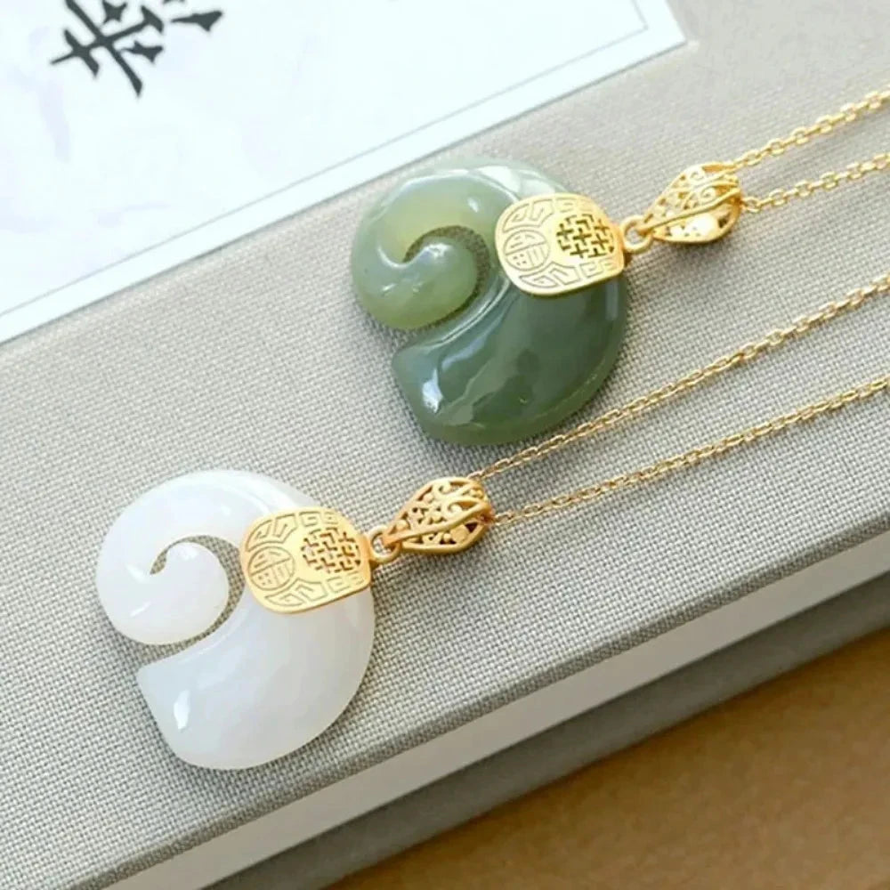 Choker Jewelry Boutique Natural Stone Hetian Jade Elephant Pendant 18K Gold Plated Chain Necklace For Women Birthday Anniversary by PoisedMe
