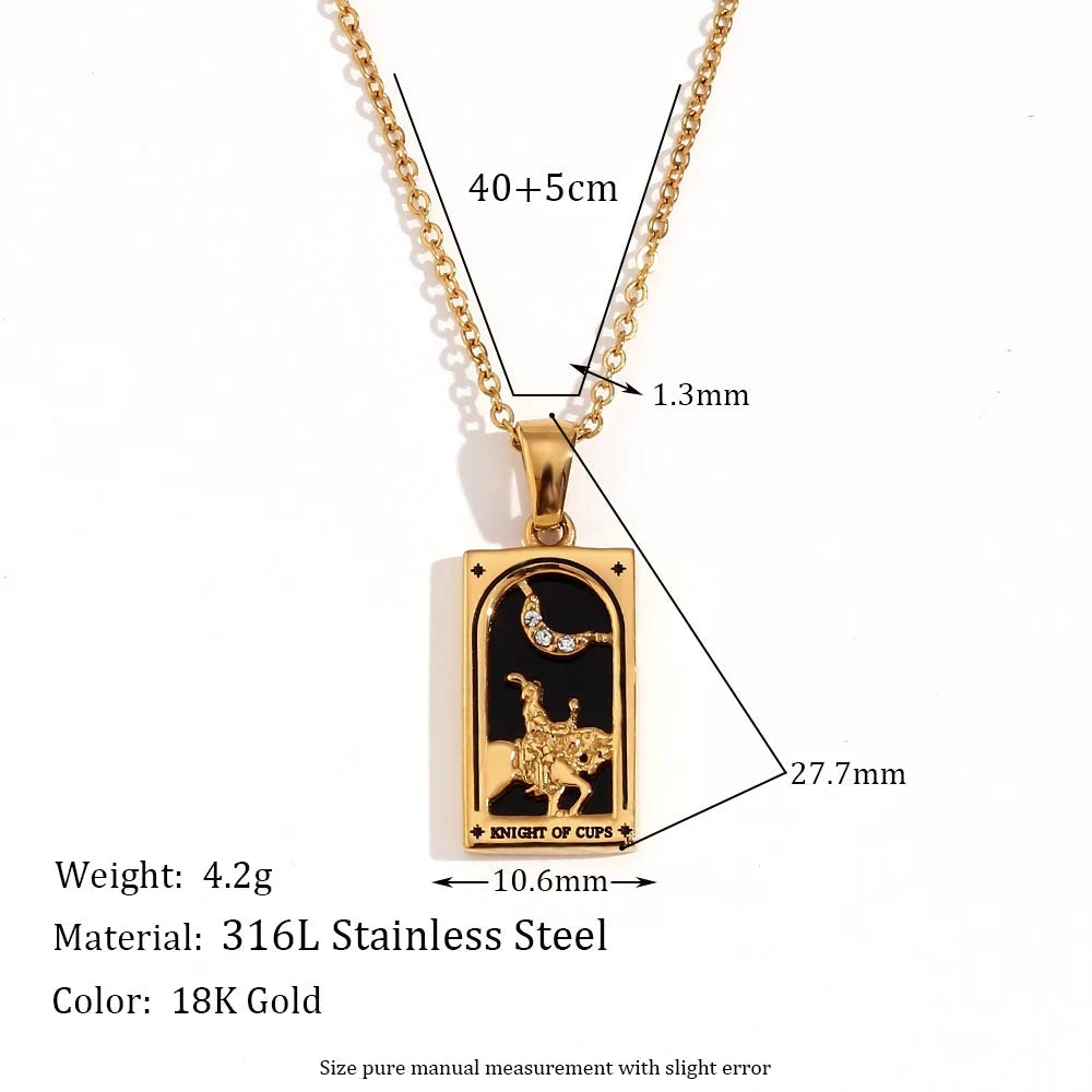 E.B.belle Original New Tarot Queen Lover Magician Moon Necklace Tarnish Free Stainless Steel Jewelry 18K Gold Plated Decoration by PoisedMe