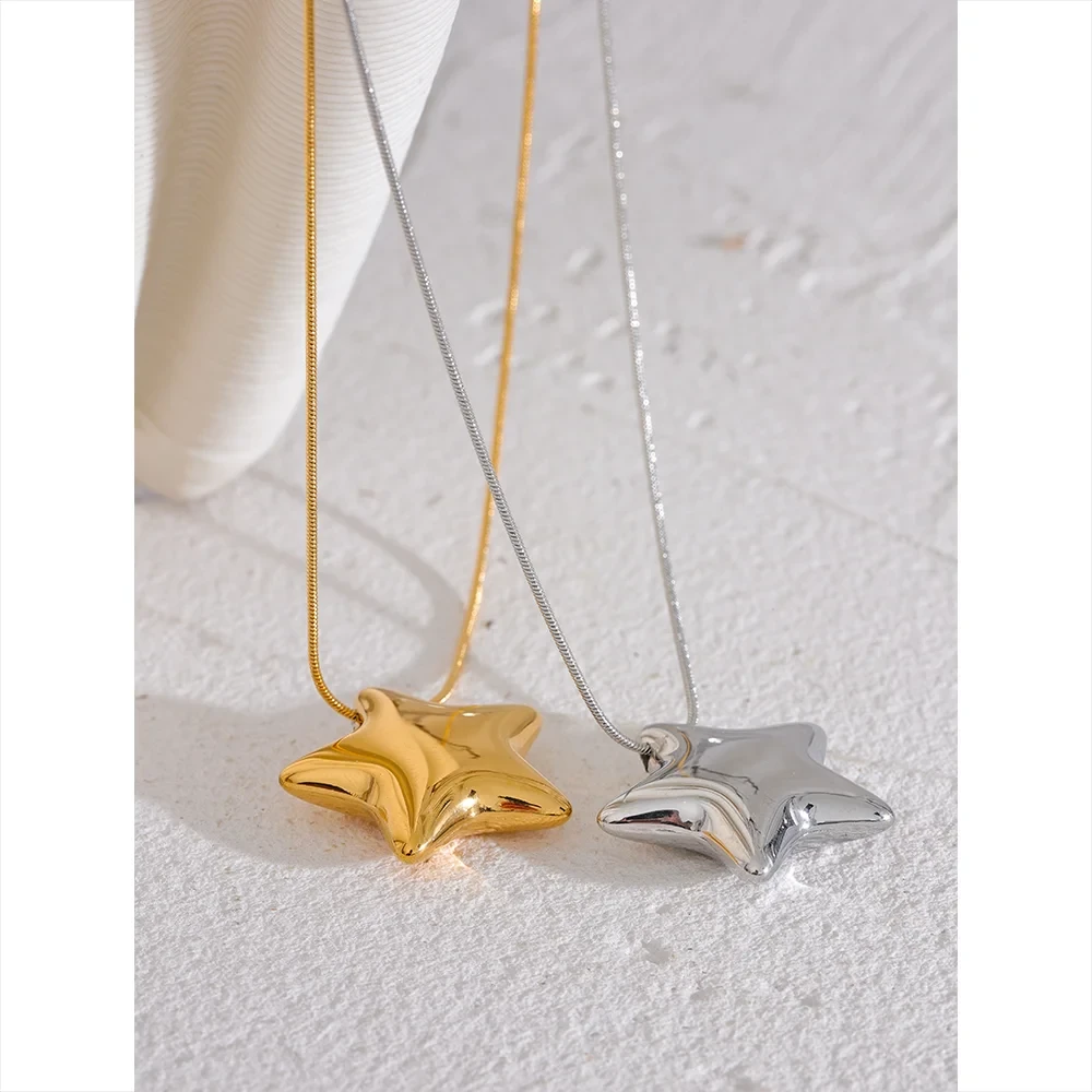 316L Stainless Steel Star Pendant Necklace Waterproof 18K PVD Plated Women by PoisedMe
