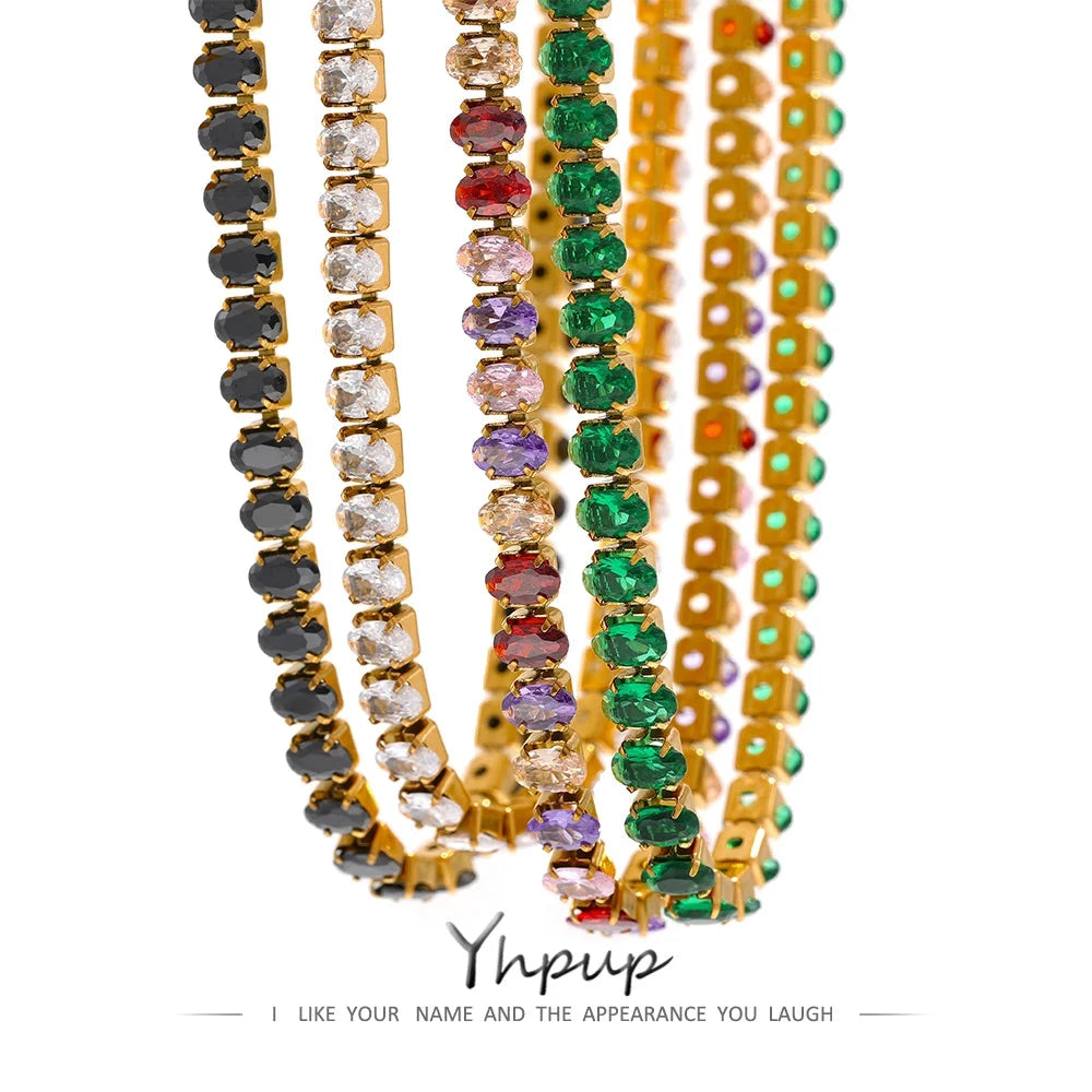 Luxury Waterproof CZ Choker Necklace Bracelet Set Stainless Steel For Women by PoisedMe