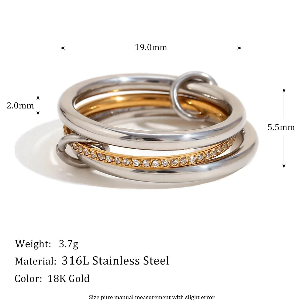 Unique Cool Three/Four Fingers Chain Shape Variable Hiphop Rings Stainless Steel Trendy Accessories Women Men Gifts by PoisedMe