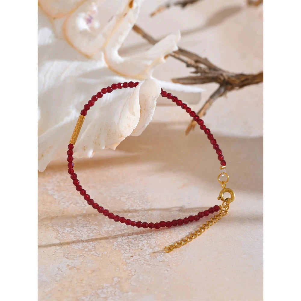 Ancora Ankela Red Crystal Thin Bracelet Popular Fashion Exquisite Bracelet Stainless Steel Beads Handmade Jewelry by PoisedMe