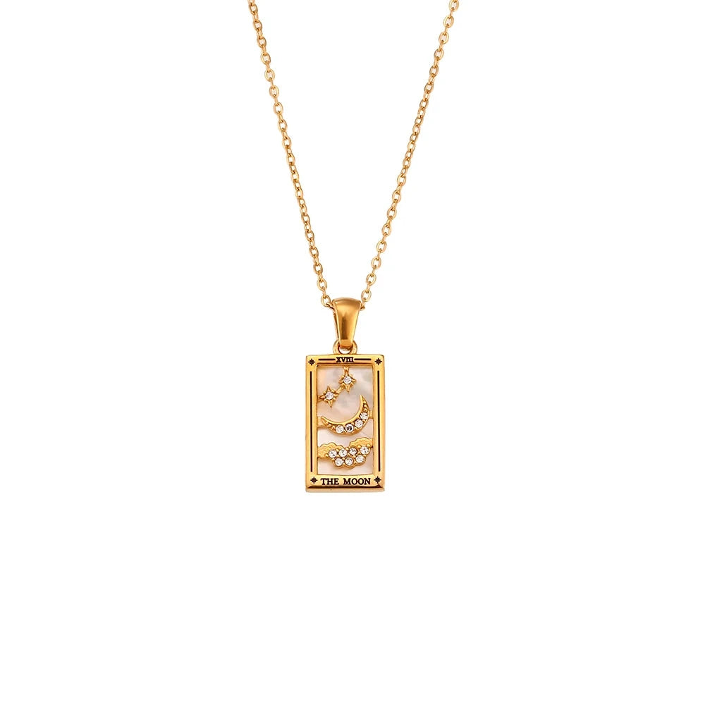 Gold Tarot Pendant Necklace | Tarnish-Free Celestial Jewelry for Women by PoisedMe