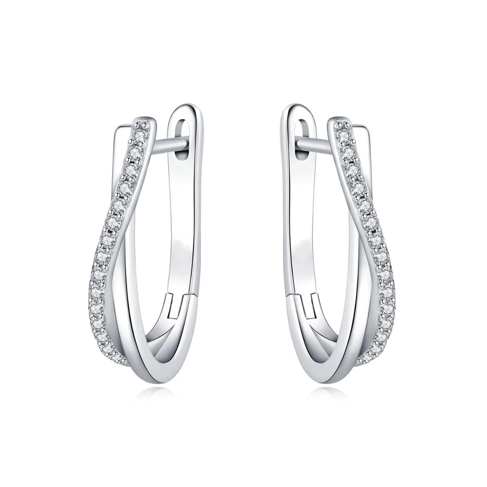 925 Silver Star Twisted Line Hoop Earrings For Women Gift Jewelry by PoisedMe