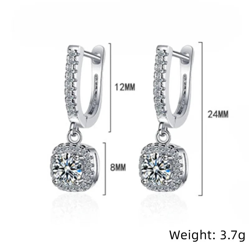 2Ct Moissanite Huggie Hoop Earrings For Women 925 Sterling Silver Dainty Dangle by PoisedMe