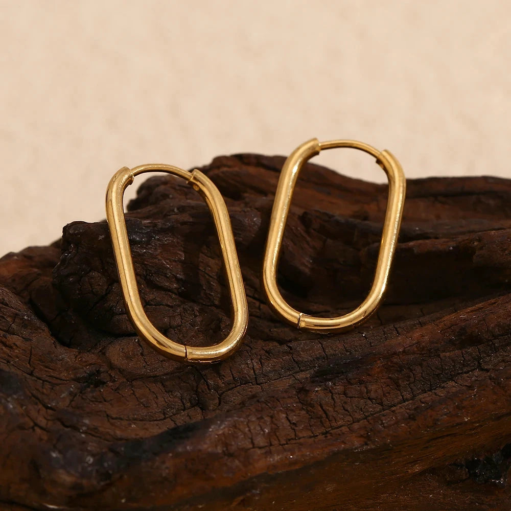 18K Gold U-Shape Hoop Earrings – Classic Waterproof Stainless Steel Hoops by PoisedMe