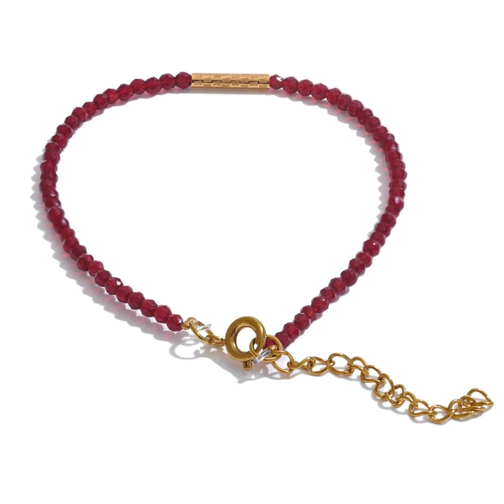 Ancora Ankela Red Crystal Thin Bracelet Popular Fashion Exquisite Bracelet Stainless Steel Beads Handmade Jewelry by PoisedMe
