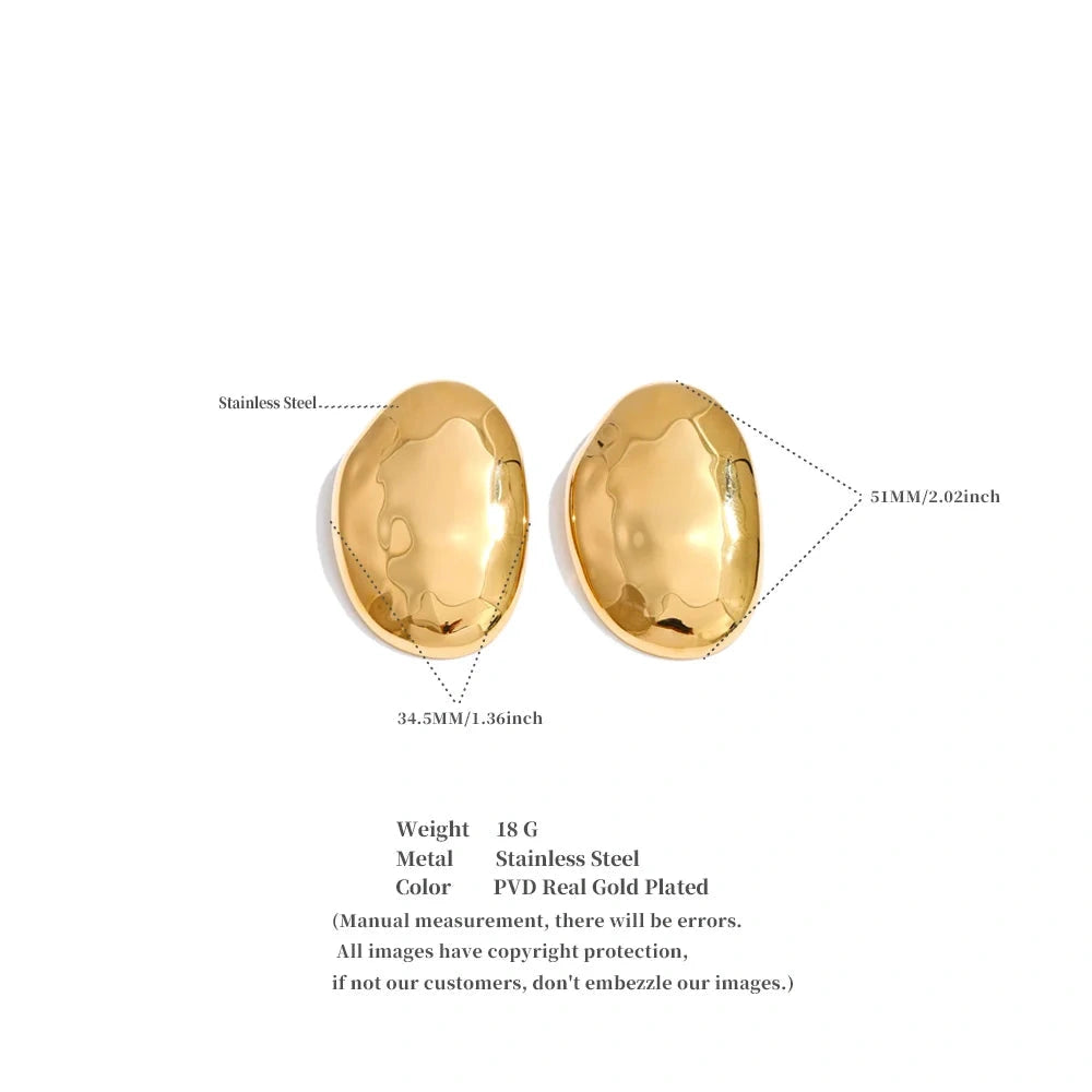 35*50 mm Stainless Steel Geometric Minimalist Waterproof Stud Earrings Statement Temperament Jewelry for Women Wholesale by PoisedMe