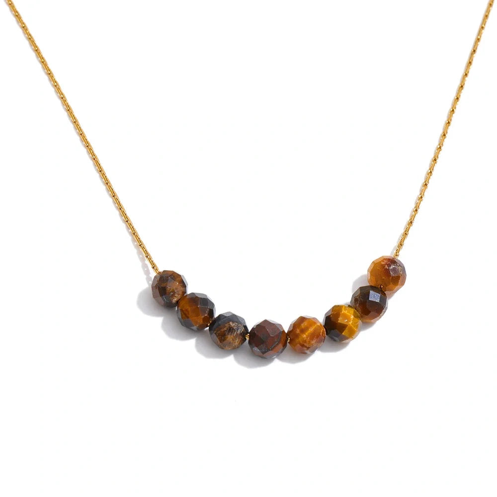 Natural Aventurine Agate Tiger Stone Beads Chain Drop Necklace High Quality Fashion Collar Jewelry Gala Gift Wholesale by PoisedMe