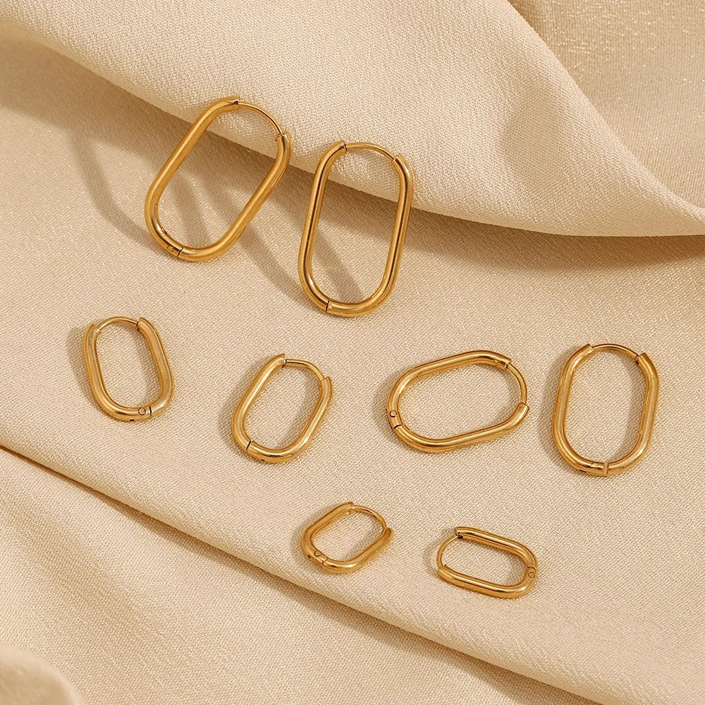 18K Gold U-Shape Hoop Earrings – Classic Waterproof Stainless Steel Hoops by PoisedMe