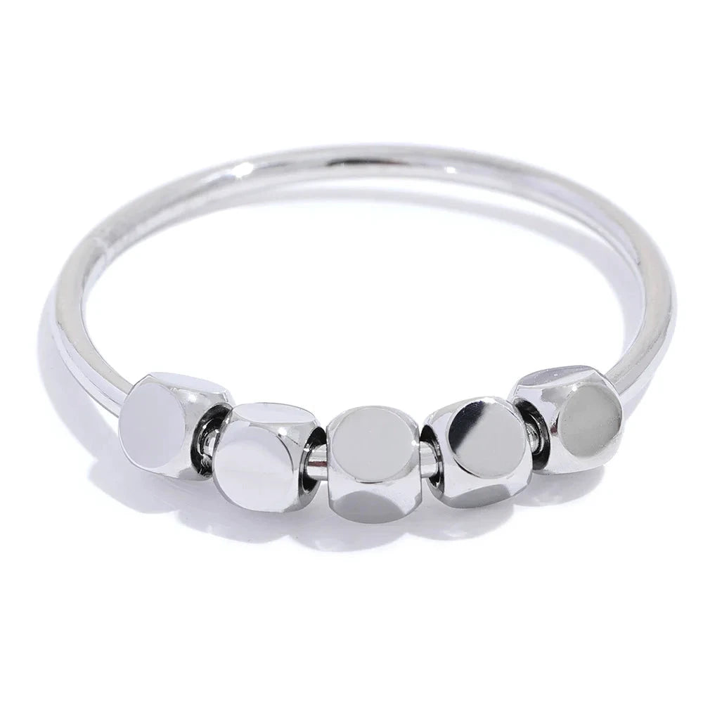 Square Beads Ring Women Fashion Stainless Steel Thin Metal Gold Silver Color Summer Rust Proof Finger Jewelry Anneaux by Poised Me Jewelry Studio