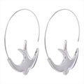 New Stainless Steel Swallow Bird Thin Hoop Earrings for Women Prevent Allergy Minimalist Metal Personalized Ear Jewelry by PoisedMe