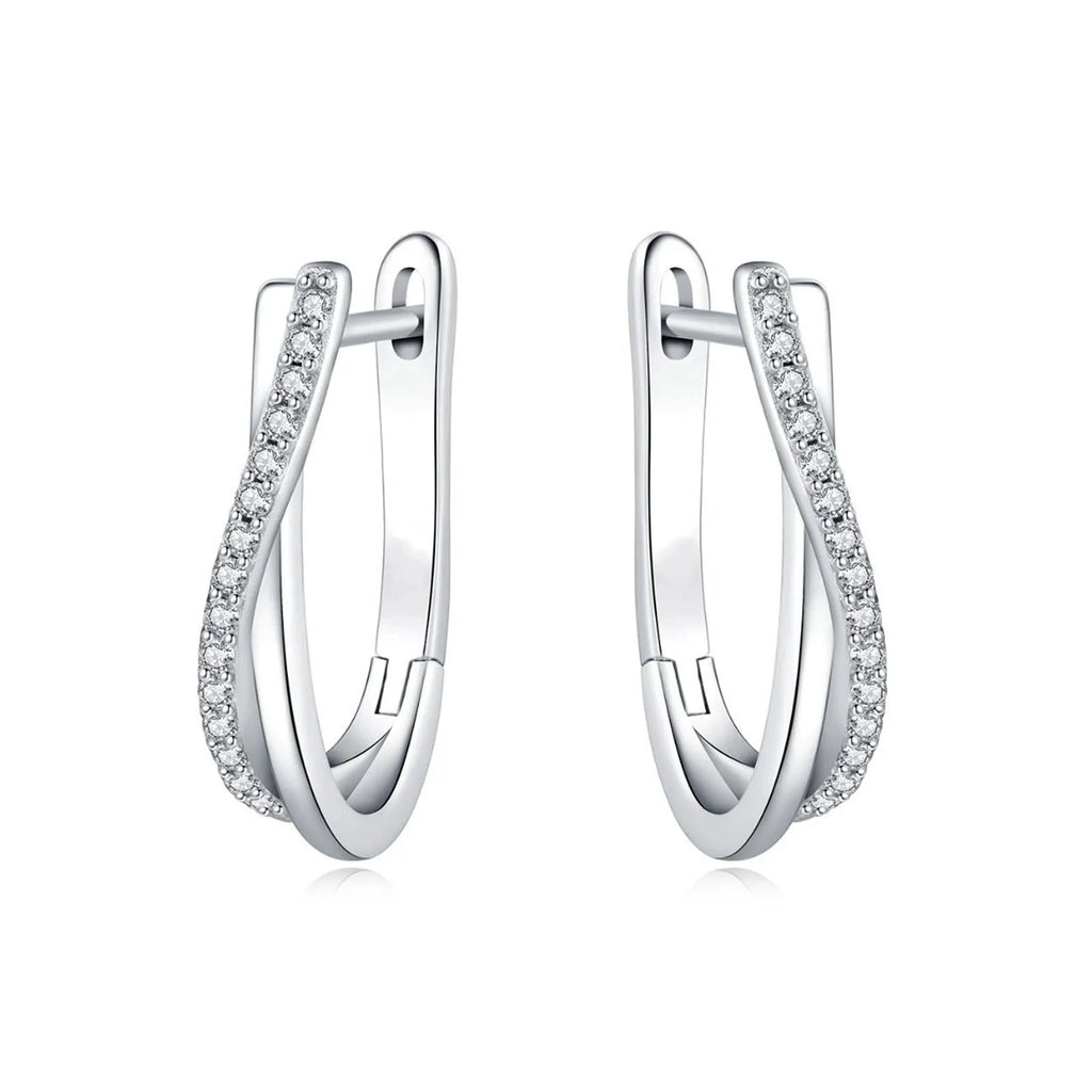 925 Silver Star Twisted Line Hoop Earrings For Women Gift Jewelry by PoisedMe