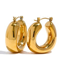 Round Geometric Chunky Hoop Earrings For Women Waterproof 18K Gold PVD Plated Stainless Steel by Poised Me Jewelry Studio