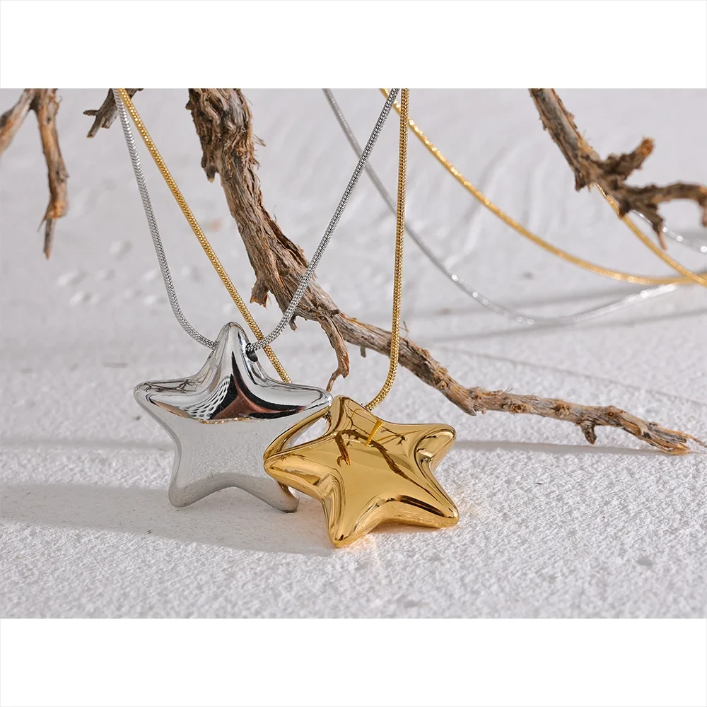 316L Stainless Steel Star Pendant Necklace Waterproof 18K PVD Plated Women by PoisedMe