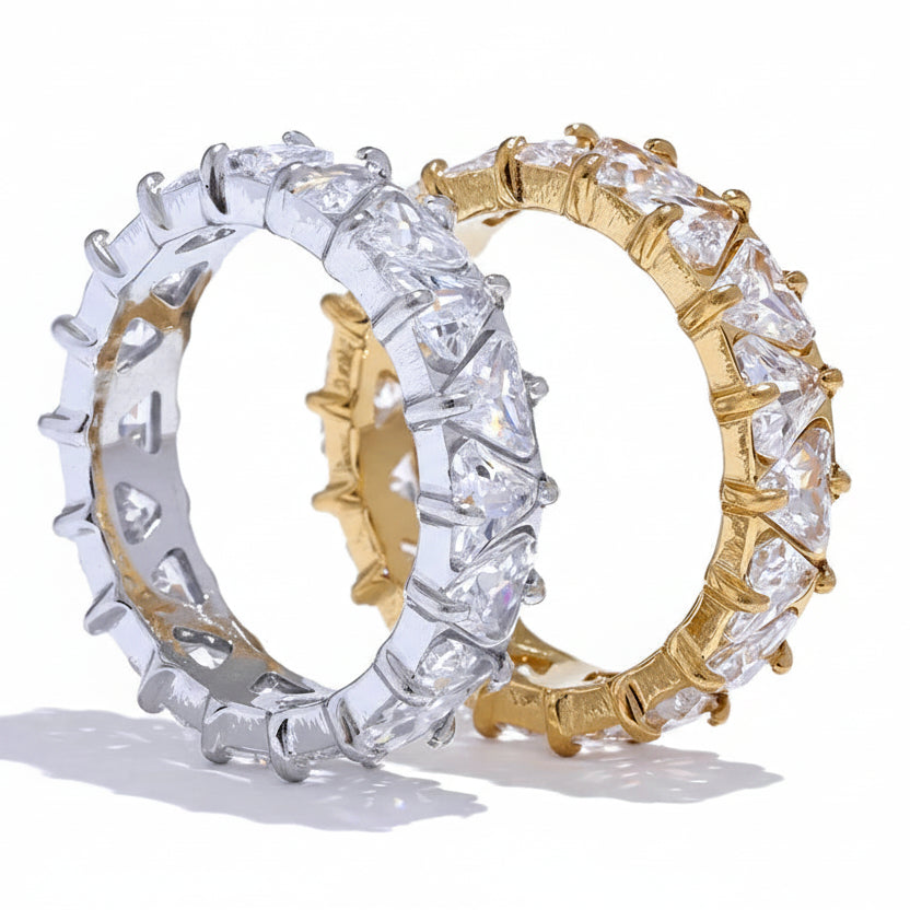 Stainless Steel Delicate Bling Heart Cubic Zirconia Fashion Shiny Ring for Women High Quality Temperament Premium Jewelry by PoisedMe