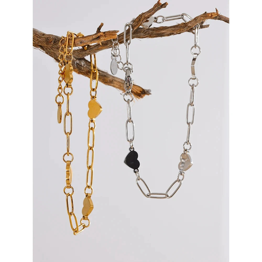 Fashion Stainless Steel Heart Handmade Chain Bracelet Bangle Waterproof Daily Charm Wrist Jewelry Bijoux Femme by PoisedMe