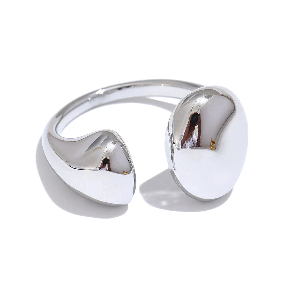 Stainless Steel High Quality Minimalist Daily Smooth Fashion Open Adjustable Ring Waterproof Electroplated Cast Jewelry by PoisedMe