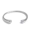 PoisedMe 60mm High Quality Stainless Steel Cubic Zirconia Cuff Open Bracelet Bangle for Women Smooth Metal Casual Modern Jewelry -