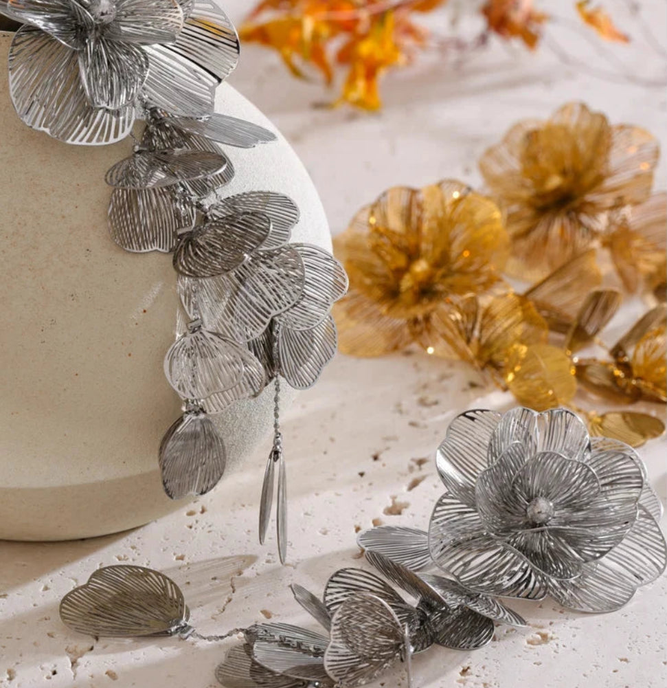 Stainless Steel Big Flower Tassel Drop Dangle Exaggerated Earrings Metal Fashion Eye-Catching Party Jewelry Hypoallergenic by PoisedMe