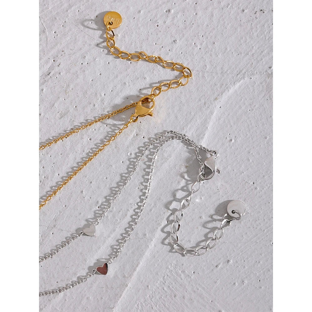 Rust Proof Stainless Steel Heart Chain Anklet Gold Silver Color 18K PVD Plated Summer Fashion Jewelry for Women by PoisedMe