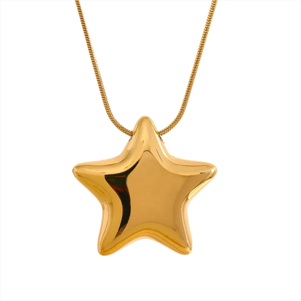 316L Stainless Steel Star Pendant Necklace Waterproof 18K PVD Plated Women by PoisedMe