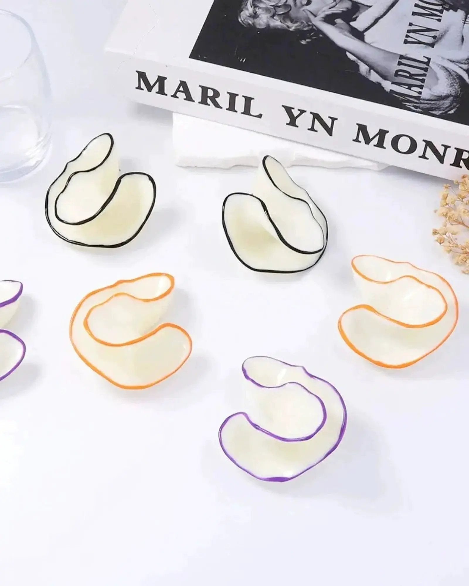 Acrylic Geometric Conch Stud Earrings For Women Large Statement Jewelry by Poised Me Jewelry Studio